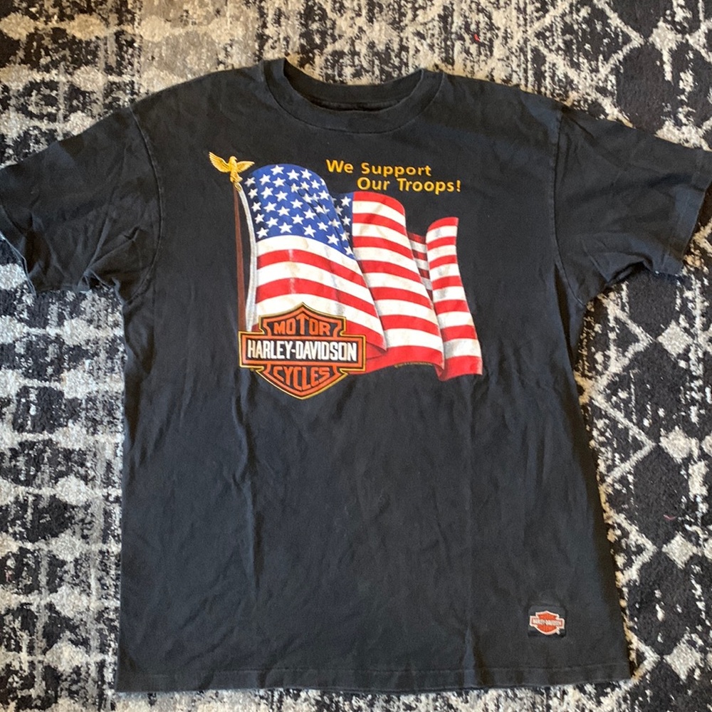 Vintage 1991 Harley Davidson “We Support Our Troops!” tee shirt